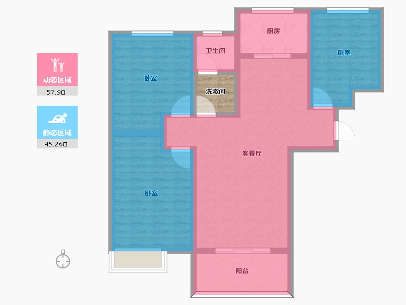 河南省-信阳市-湾湖春天-95.24-户型库-动静分区