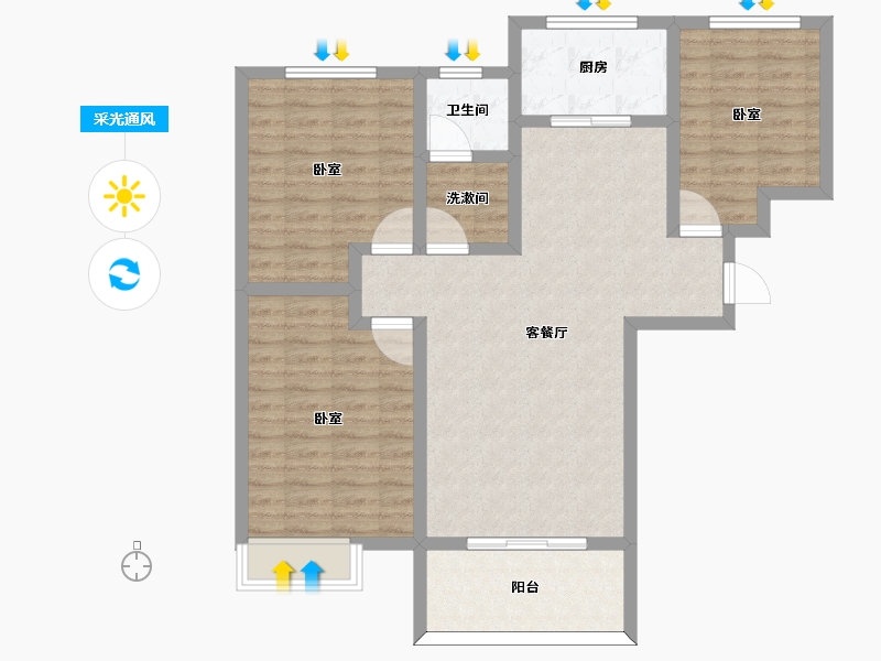 河南省-信阳市-湾湖春天-95.24-户型库-采光通风