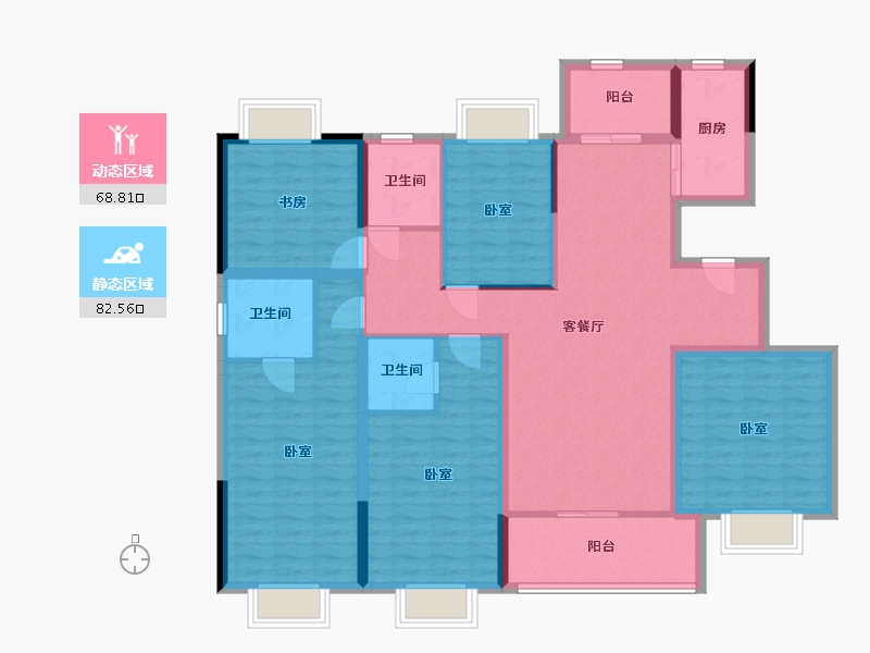 湖南省-株洲市-荣盛华府-135.61-户型库-动静分区