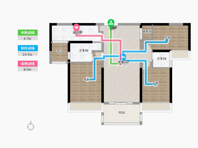 湖南省-湘潭市-长房潭房·时代公馆-103.20-户型库-动静线