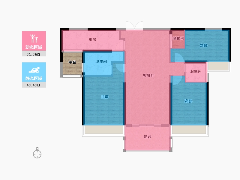 湖南省-湘潭市-长房潭房·时代公馆-103.20-户型库-动静分区