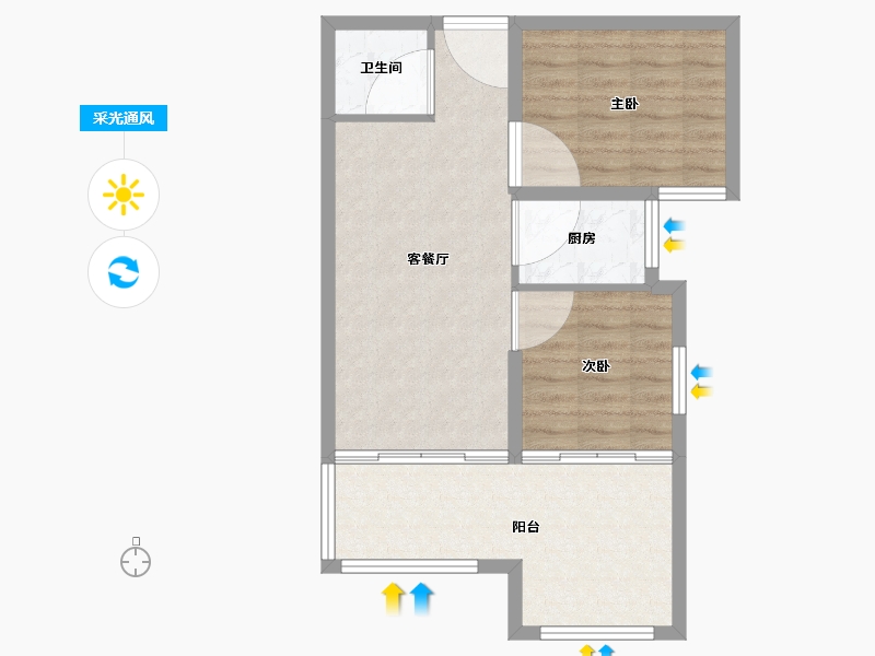 山东省-威海市-恒印石岛壹號-62.87-户型库-采光通风