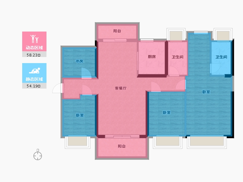 广东省-惠州市-碧桂园珑悦花园-100.52-户型库-动静分区