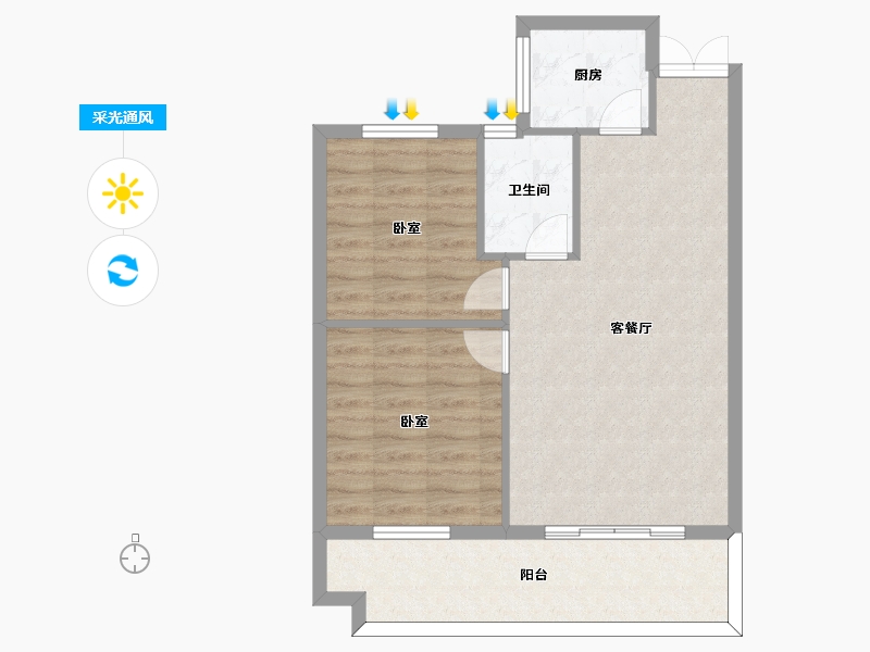 河南省-信阳市-高盛星河湾-68.01-户型库-采光通风