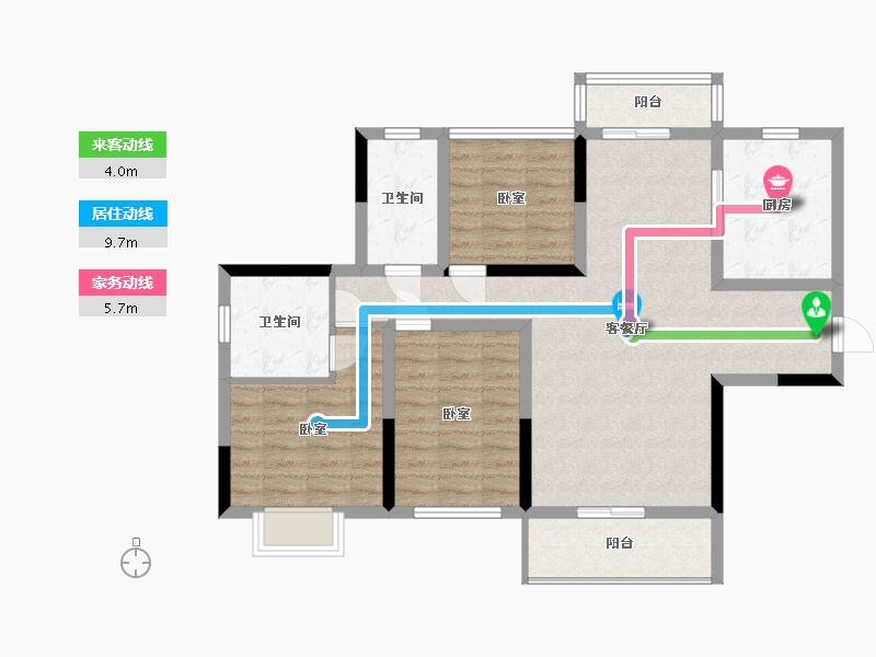 湖南省-株洲市-国投水木十里春风-92.64-户型库-动静线