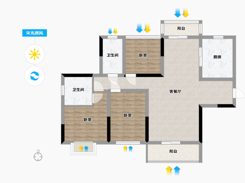 湖南省-株洲市-国投水木十里春风-92.64-户型库-采光通风