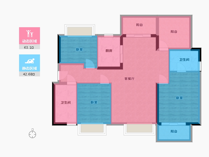 广东省-惠州市-龙湖雅居乐春江紫宸-94.85-户型库-动静分区