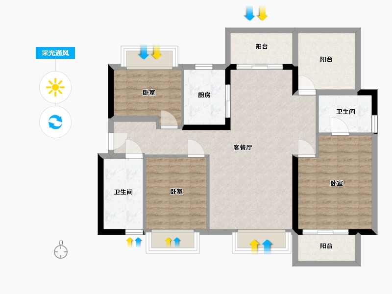 广东省-惠州市-龙湖雅居乐春江紫宸-94.85-户型库-采光通风