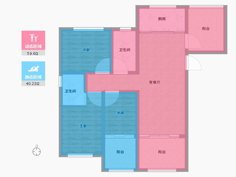 山东省-威海市-恒印石岛壹號-88.65-户型库-动静分区