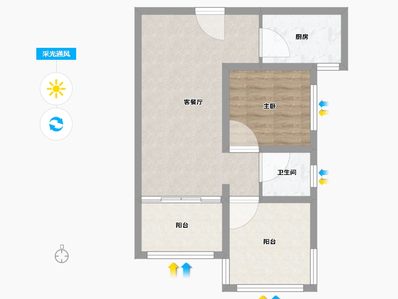 山东省-威海市-恒印石岛壹號-53.13-户型库-采光通风