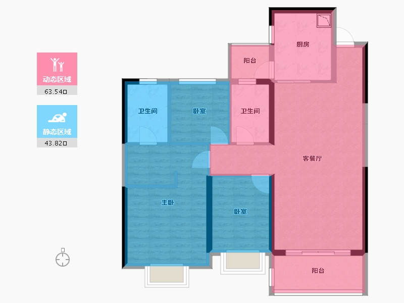 广东省-广州市-恒大鼎湖豪庭-96.23-户型库-动静分区