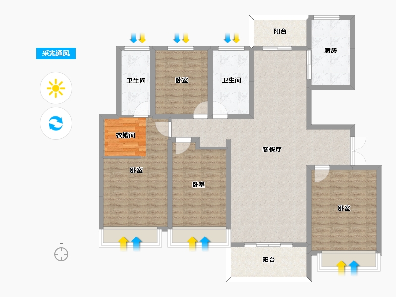 河南省-周口市-周口建业春天里-132.19-户型库-采光通风