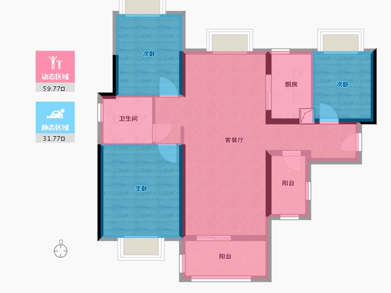 广东省-惠州市-雅居乐御宾府-81.20-户型库-动静分区