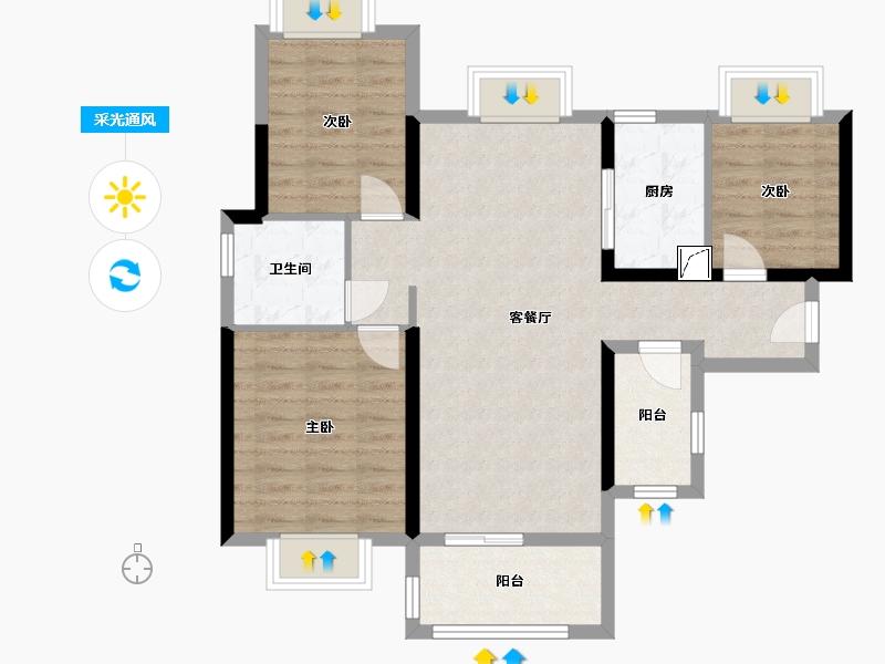 广东省-惠州市-雅居乐御宾府-81.20-户型库-采光通风