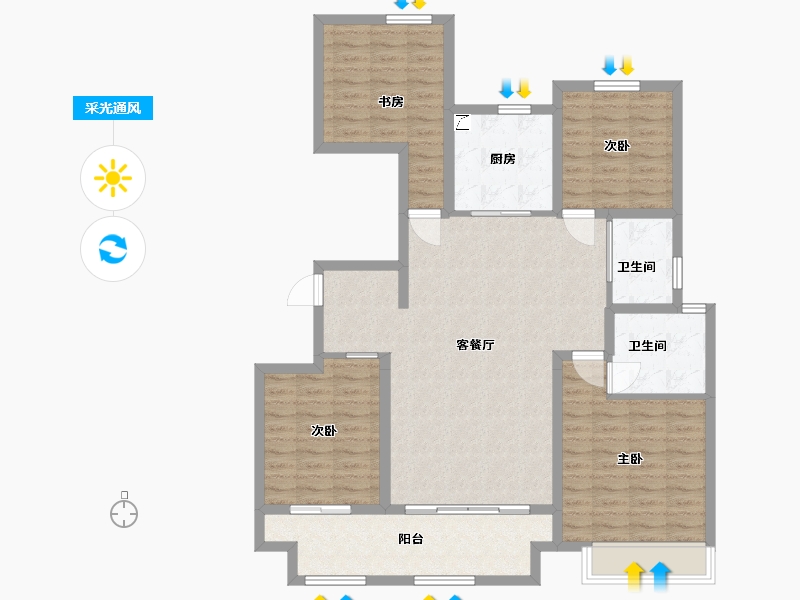 山东省-潍坊市-世茂云图-113.60-户型库-采光通风