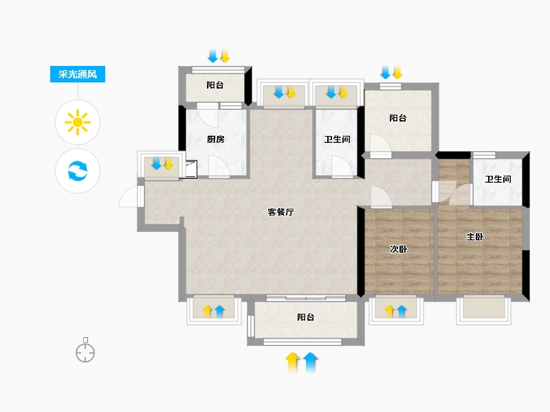 广东省-惠州市-中洲半岛城邦-85.50-户型库-采光通风