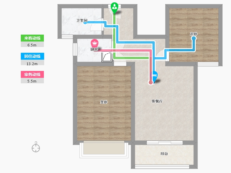 陕西省-西安市-名仕华庭-64.30-户型库-动静线