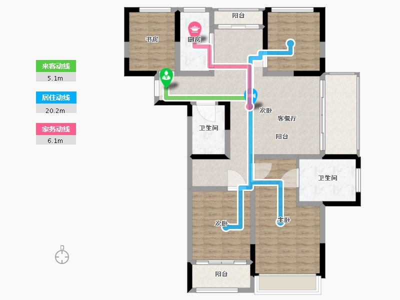 安徽省-蚌埠市-学翰府邸-109.09-户型库-动静线