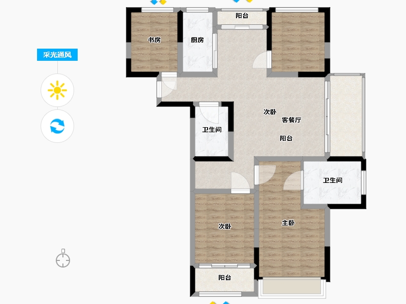 安徽省-蚌埠市-学翰府邸-109.09-户型库-采光通风