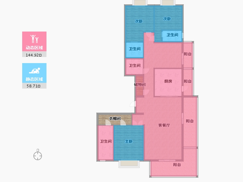 湖北省-武汉市-西北湖壹号御玺湾-189.84-户型库-动静分区