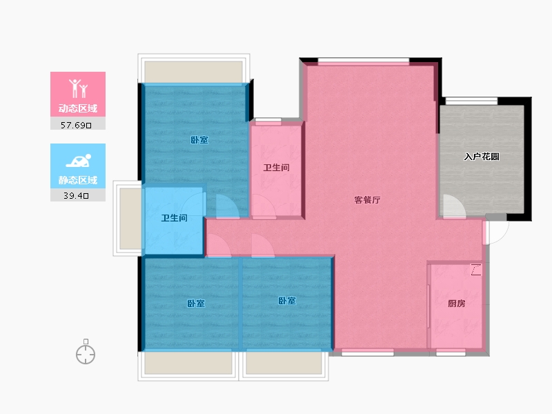 湖南省-常德市-富华·朝阳公馆-99.76-户型库-动静分区