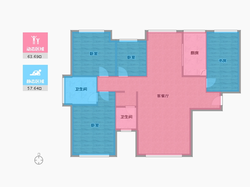 湖南省-常德市-富华·朝阳公馆-111.05-户型库-动静分区