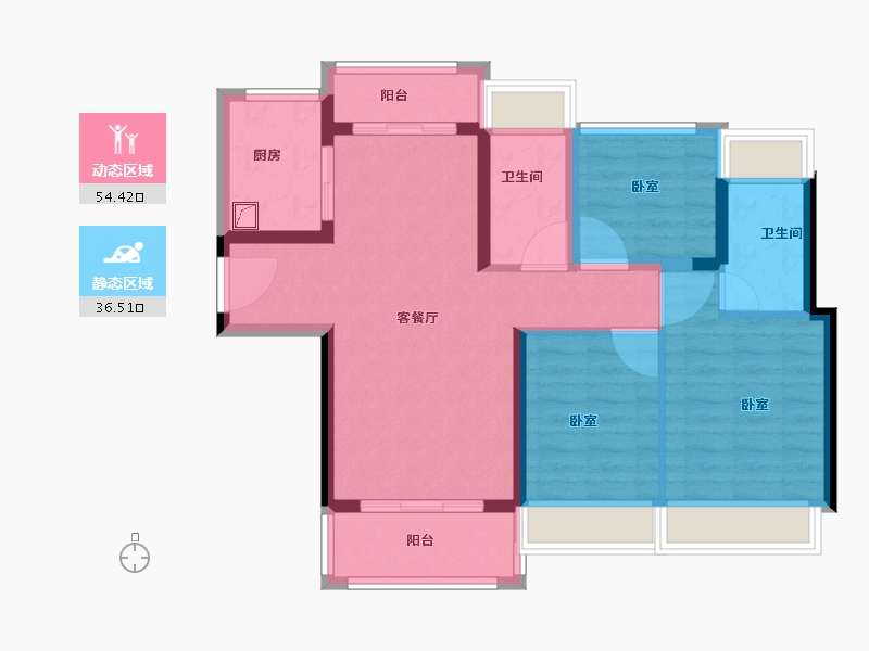 广东省-珠海市-龙光·玖龙府-80.54-户型库-动静分区