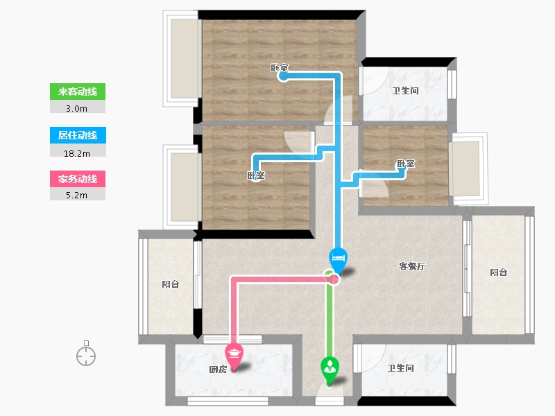 广东省-珠海市-时代倾城·双生花-75.28-户型库-动静线