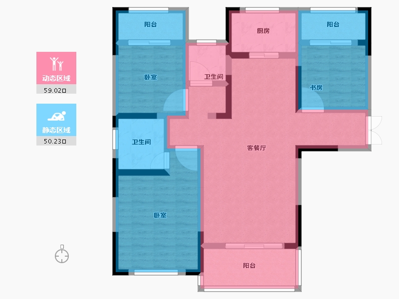 湖南省-常德市-曙光·锦城-96.50-户型库-动静分区