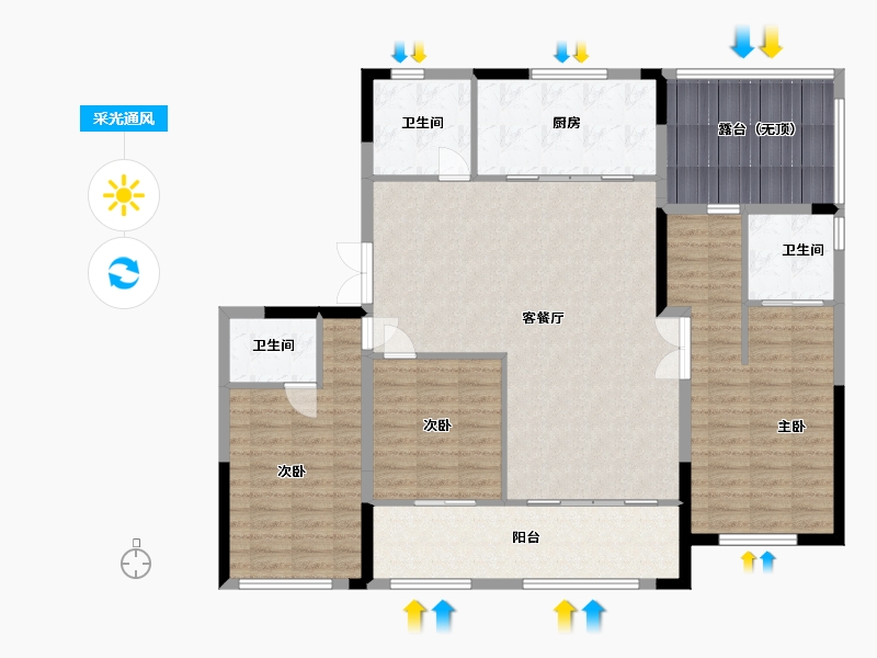 山东省-潍坊市-翔凯上城浞府-136.00-户型库-采光通风