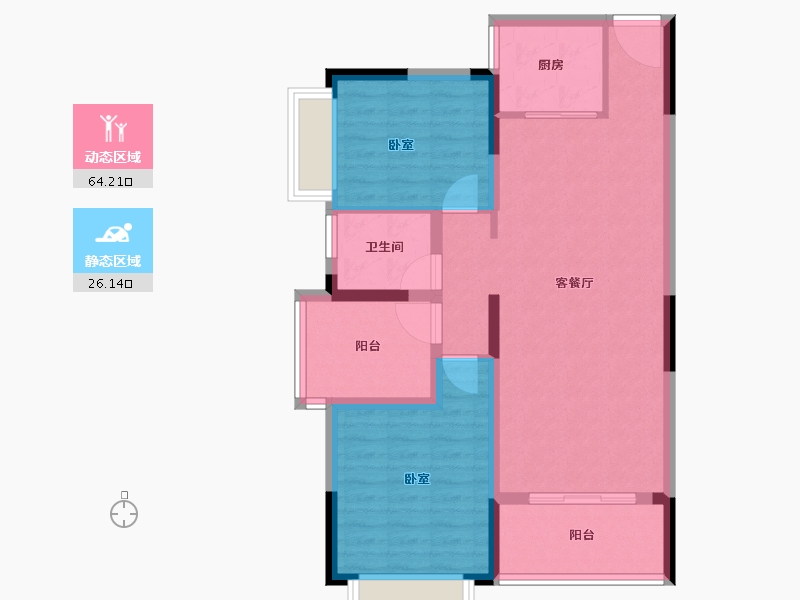 湖北省-荆州市-银冠名城-80.88-户型库-动静分区