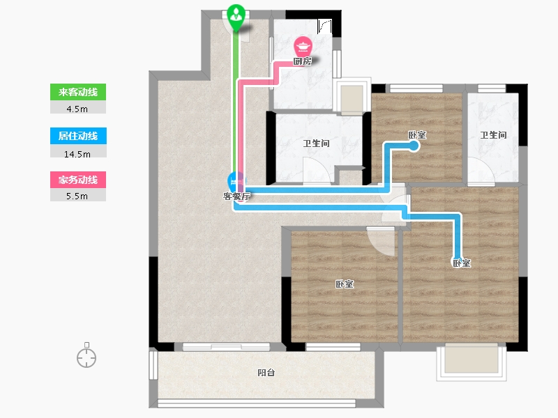 湖北省-武汉市-武汉英赫当代城MOMΛ-84.00-户型库-动静线