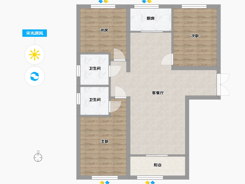 山西省-大同市-和汇花鹿湾-89.88-户型库-采光通风