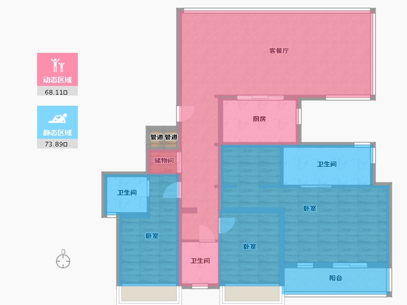 浙江省-温州市-万科翡翠心湖-127.77-户型库-动静分区