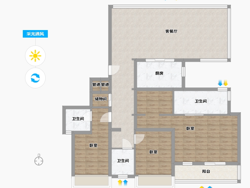 浙江省-温州市-万科翡翠心湖-127.77-户型库-采光通风