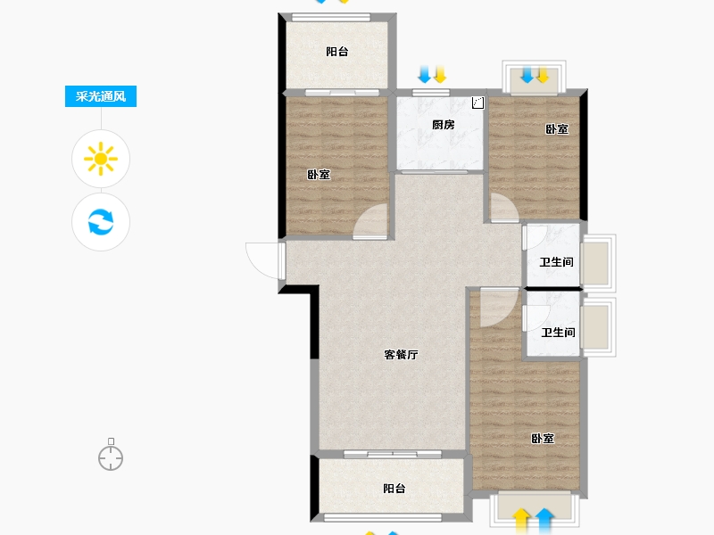 广东省-汕头市-和平金丰广场-105.01-户型库-采光通风