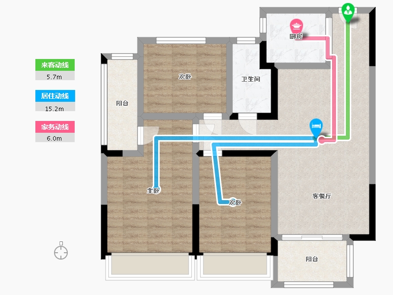 安徽省-蚌埠市-学翰府邸-84.00-户型库-动静线