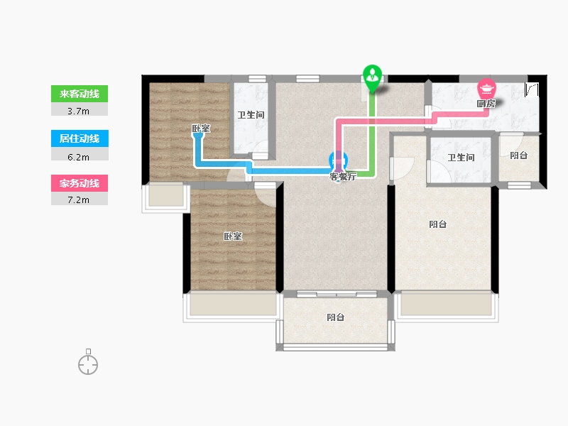 湖南省-常德市-碧桂园·中央花园-83.37-户型库-动静线