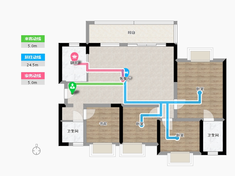 四川省-泸州市-高新悦城-95.55-户型库-动静线