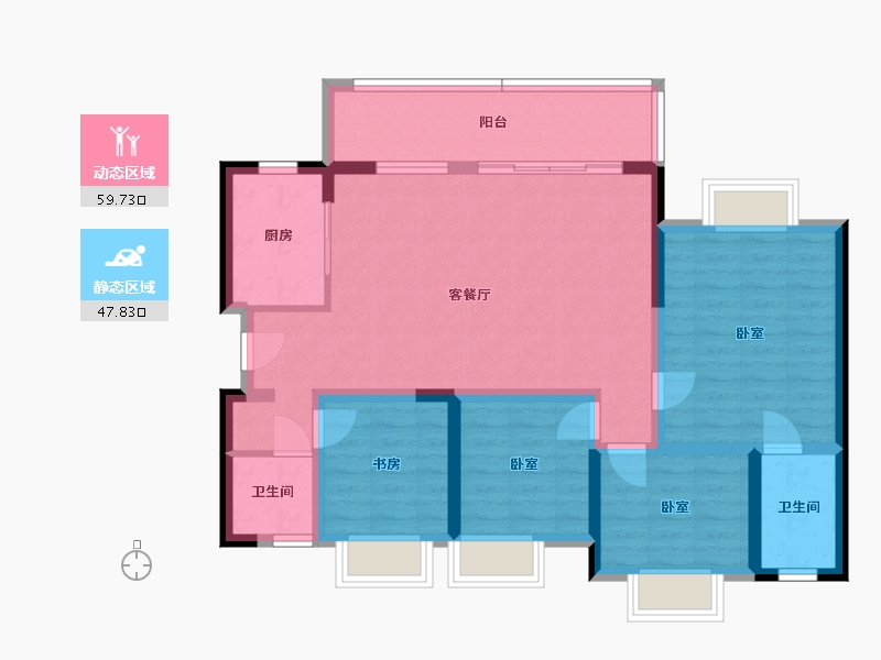 四川省-泸州市-高新悦城-95.55-户型库-动静分区