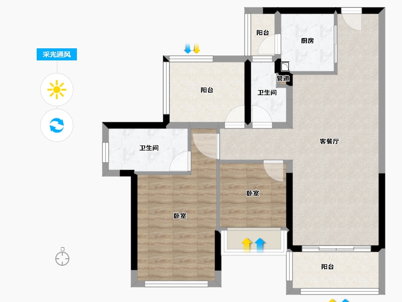 广东省-广州市-龙光天瀛-80.71-户型库-采光通风