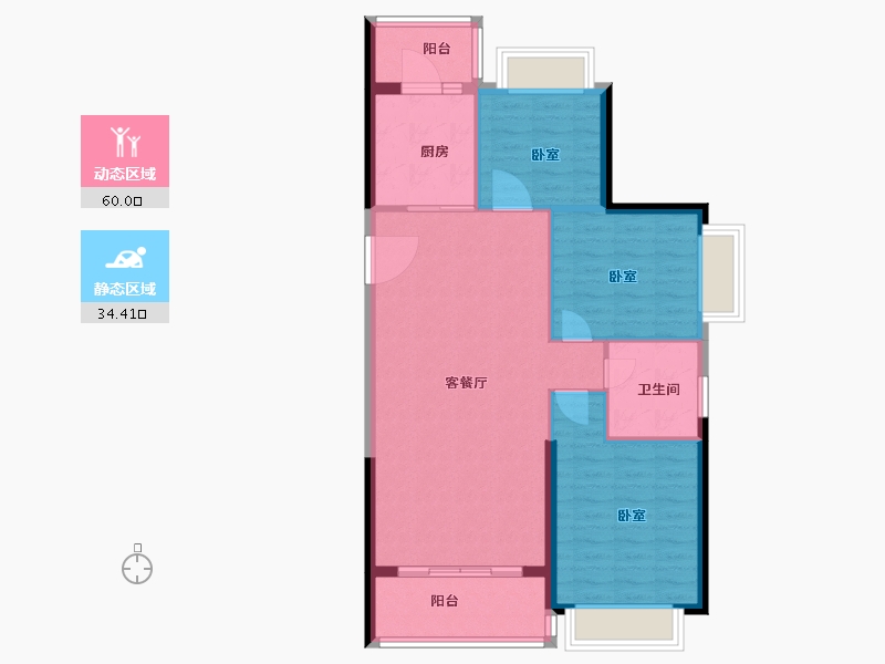 安徽省-六安市-恒大御景湾-86.00-户型库-动静分区