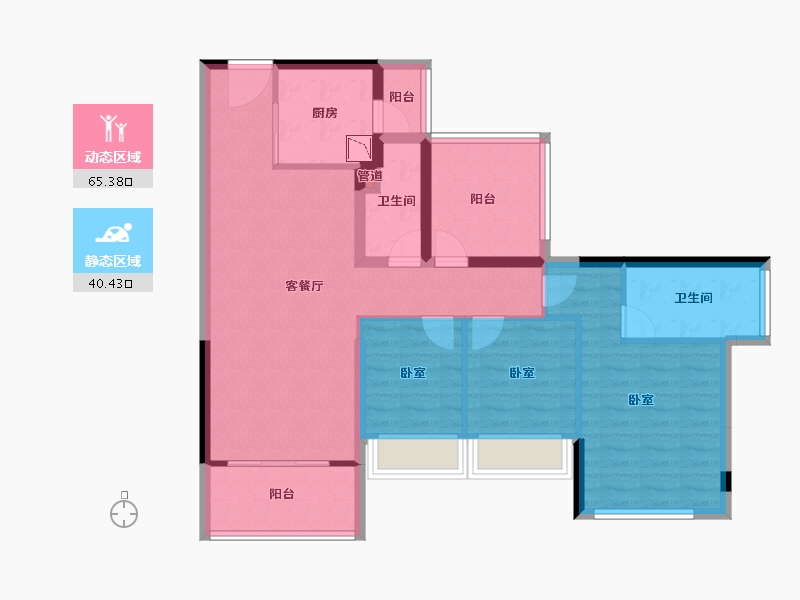 广东省-广州市-龙光天瀛-93.98-户型库-动静分区