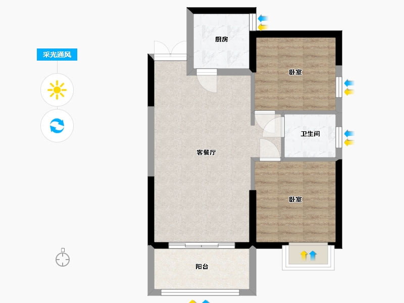 湖南省-岳阳市-芭蕉湖恒泰雅园-59.62-户型库-采光通风