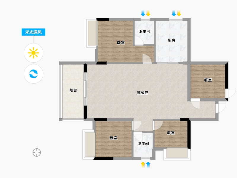 四川省-泸州市-锦绣山水印象-109.02-户型库-采光通风