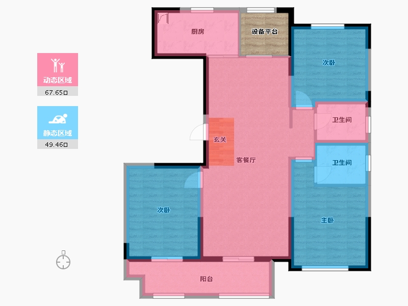 山东省-潍坊市-翔凯上城浞府-109.60-户型库-动静分区