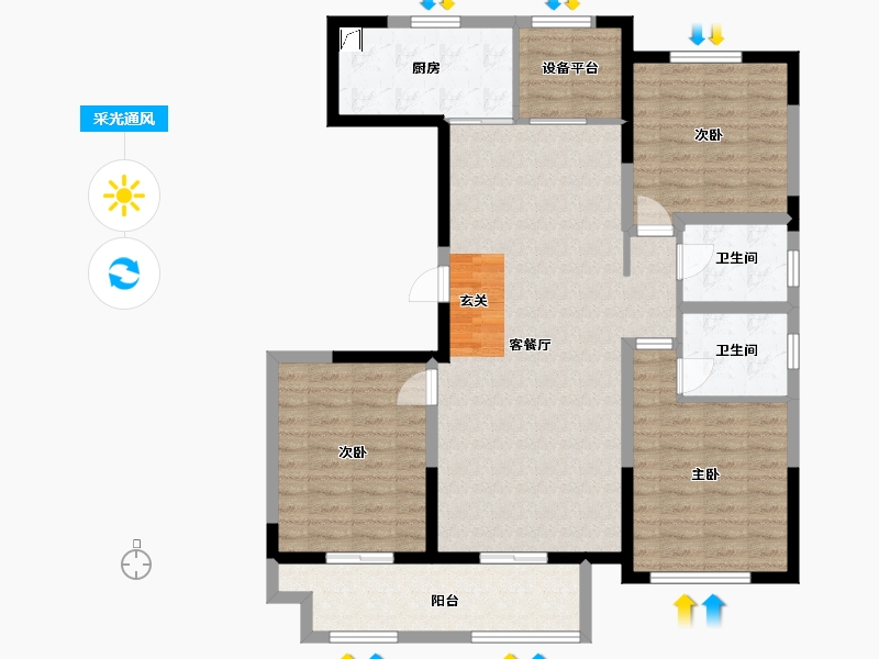 山东省-潍坊市-翔凯上城浞府-109.60-户型库-采光通风