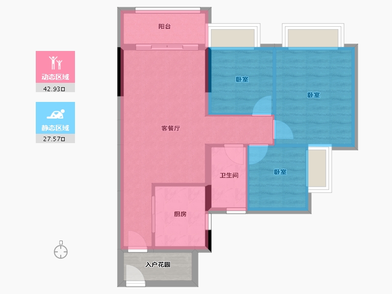 广东省-珠海市-时代倾城·双生花-66.60-户型库-动静分区