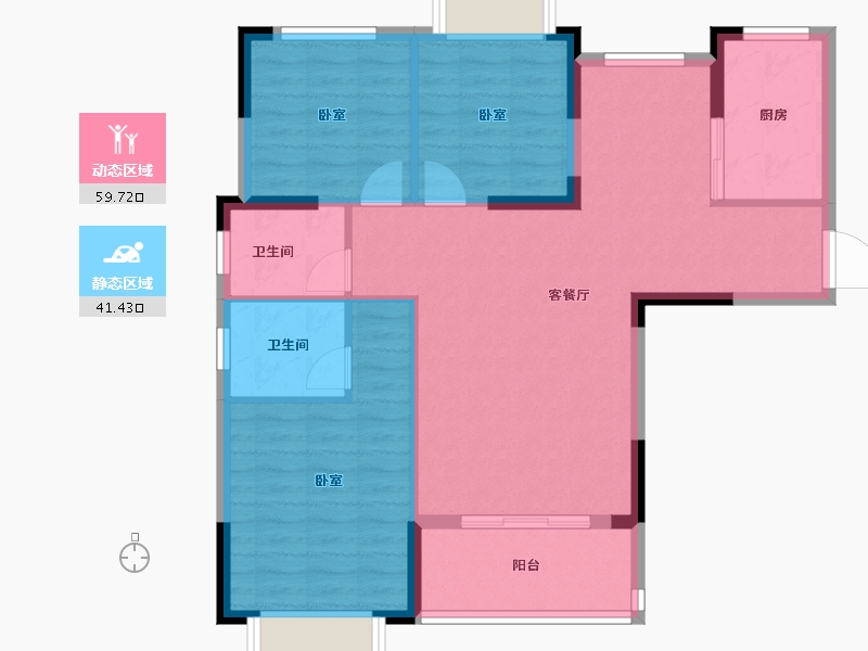 湖北省-荆州市-银冠名城-91.45-户型库-动静分区