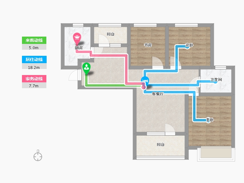 陕西省-西安市-满堂悦MOMΛ-69.20-户型库-动静线